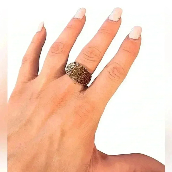 Jewelry - Silver gold and brown diamond glitter ring size 8
